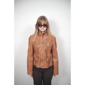 Y2k Cassis Brown Leather Jacket